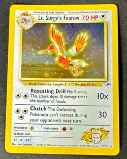 Lt. Surge's Fearow - Gym Heroes - 7/132 - Holo Rare W/ Swirl - MP - Pokemon - Image 1