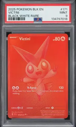 2025 POKEMON BLK EN-BLACK BOLT BLACK WHITE RARE #171 VICTINI PSA 9 - Image 1