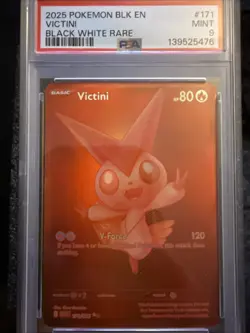2025 POKEMON BLK EN-BLACK BOLT #171 VICTINI BLACK WHITE RARE PSA 9 - Image 1