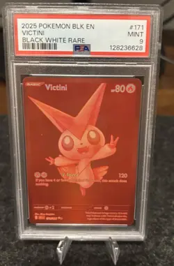 2025 POKEMON BLK EN-BLACK BOLT BLACK WHITE RARE #171 VICTINI PSA 9 - Image 1