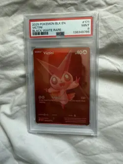 2025 POKEMON BLK EN-BLACK BOLT BLACK WHITE RARE #171 VICTINI PSA 9 - Image 1