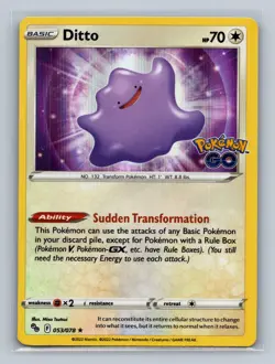 Ditto Holo Rare Pokemon GO 053/078 NM - Image 1