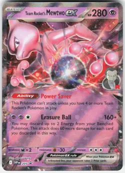 Team Rocket's Mewtwo ex 205 Holo Promo Scarlet & Violet Promo Pokemon Near Mint - Image 1