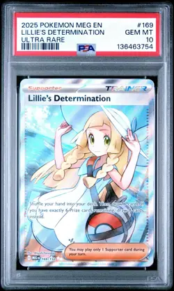 PSA 10 Lillie's Determination 169/132 Pokemon Mega Evolution Ultra Rare Full Art - Image 1