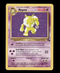 Pokemon Card Hypno 23/62 Fossil Set Non Holo Rare WOTC LP - Image 1
