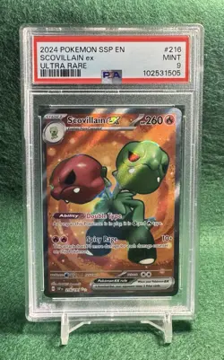 2024 Pokemon Scovillain EX Surging Sparks SSP EN Ultra Rare #216/191 PSA MINT 9 - Image 1
