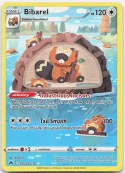 Bibarel GG25/GG70 Holo Crown Zenith Galarian Gallery Pokemon NM - Image 1
