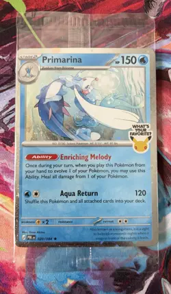 Pokemon TCG Primarina Sealed ‘What’s Your Favorite’ Promo - IN HAND Barnes&Noble - Image 1