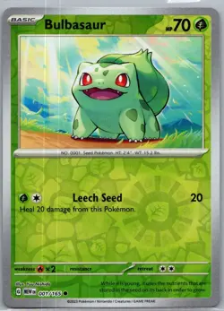 Bulbasaur 001/165 Common 151 Pokemon Reverse Holo Near Mint - Image 1