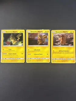 3 Detective Pikachu Cards (10/18, SM190, and SM194) LP-MP - Image 1
