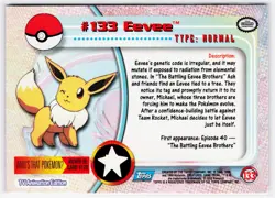 2000 Topps Pokemon TV Animation Edition Series 3 #133 Eevee - Image 2