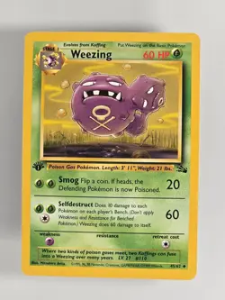 Weezing 45/62 - 1st Edition , UC - Fossil - NM - illus. Arita - Image 1