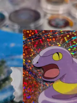 Ekans #23 Chrome Sparkle Topps Pokemon Series 1 LP Condition Factory Marks - Image 2