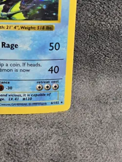 Gyarados Base Set (Shadowless) Unlimited 006/102 Holo Rare DMG/CREASED English - Image 5