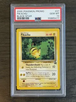 Pokemon Pikachu 27/53 Wotc Promo Regular Black Star PSA 10 - Image 1