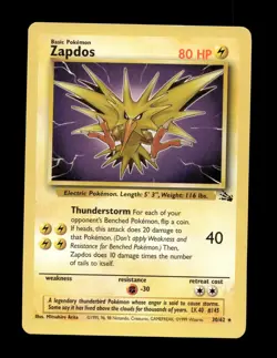 Pokemon TCG - Zapdos 30/62 - Fossil Set Non-holo - Near Mint NM - Image 1