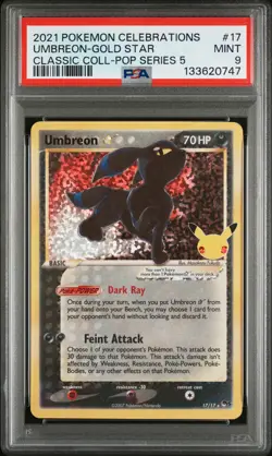 2021 POKEMON CELEBRATIONS CLASSIC COLLECTION #17 UMBREON-GOLD STAR PSA 9 - Image 1