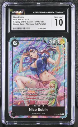 2025 ONE PIECE JPN LEGACY OF THE MASTER AA #OP12-087 NICO ROBIN CGC 10 - Image 1