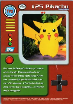 PIKACHU #25 TV2 TOPPS TRADING CARDS SERIES 1 POKEMON HP - Image 2
