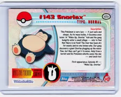 2000 Topps Pokemon TV Animation Edition Series 3 #143 Snorlax - Image 2
