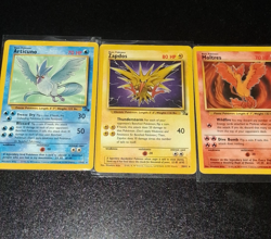 Pokemon Fossil Legendary Bird Set Moltres 27/62 Zapdos 30/62 Articuno 17/62 MP - Image 1
