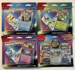 Pokemon Prismatic Evolutions Tech Sticker Collection x3 & 2 Pack Blister Sealed - Image 1