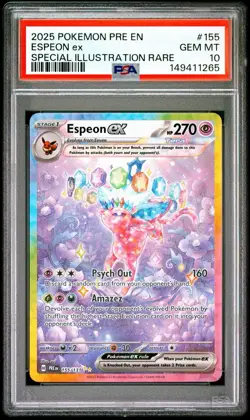 Pokemon 2025 Espeon ex 155/131 SIR Prismatic Evolutions GEM MINT PSA 10 - Image 1