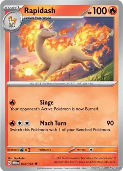 Rapidash 078/165 SV: Scarlet & Violet 151 Reverse Holofoil Pokemon (NM) - Image 1