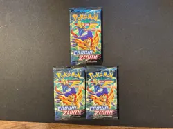 Pokemon TCG Crown Zenith Sealed Booster Pack x3 - Image 1