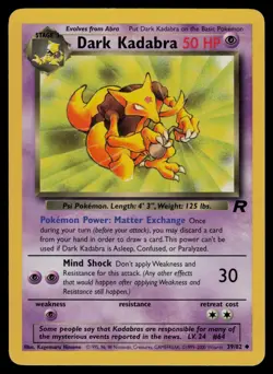 Dark Kadabra 39/82 Uncommon Team Rocket Pokemon Unlimited Lightly Played - Image 1