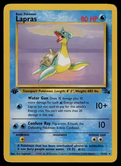 Lapras 25/62 Rare Fossil Pokemon 1st Edition Lightly Played - Image 1