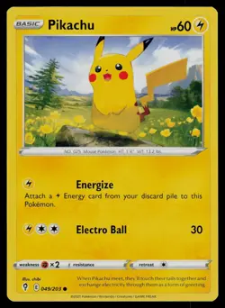 Pikachu 049/203 Common Evolving Skies Pokemon Lightly Played - Image 1