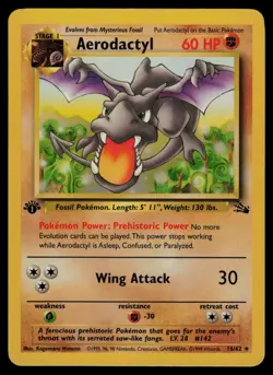 Aerodactyl 16/62 Rare Fossil Pokemon 1st Edition Lightly Played - Image 1