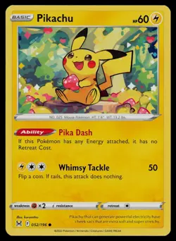 Pikachu 052/196 Common Lost Origin Pokemon Lightly Played - Image 1
