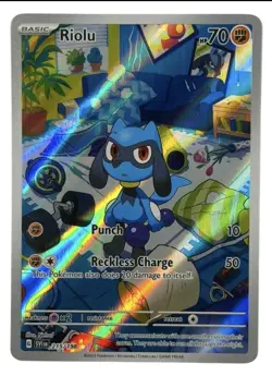 2023 Pokemon Riolu Holo Illustration Rare Scarlet & Violet 215/198 - Image 1