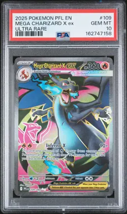 2025 POKEMON PFL EN-PHANTASMAL FLAMES ULTRA RARE #109 MEGA CHARIZARD X EX PSA 10 - Image 1