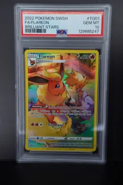 2022 POKEMON SWORD & SHIELD BRILLIANT STARS #TG01 FULL ART/FLAREON PSA 10 - Image 1