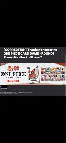 Round 1 One Piece Card Promotional Pack - English Presale ALL 10 packs, August 2 - Image 2