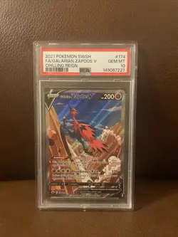 PSA 10 GEM MINT Galarian Zapdos V 174/198 Chilling Reign Alt Art Pokemon Card - Image 1