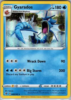 Gyarados 040/192 Holo Rare Rebel Clash English Pokemon TCG Card Single Near Mint - Image 1