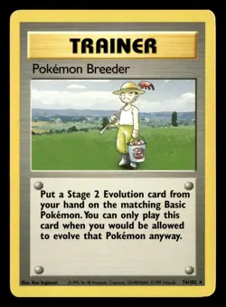 Pokemon Breeder 76/102 Rare Base Set Unlimited Pokemon Card - 2 - Image 2