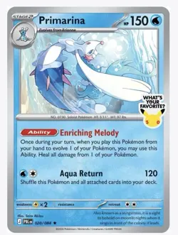 Primarina 020/084 EN Promo Holo Pokemon TCG Card 150 HP 2018 Forbidden Light - Image 2