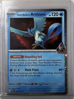2025 Pokemon Destined Rivals TEAM ROCKET’S ARTICUNO Rare Cosmos Holo 051/182 - Image 1