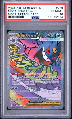 Pokemon Mega Gengar EX 269/217 PSA 10 Gem Mint Attack Rare Ascended Heroes TCG - Image 1