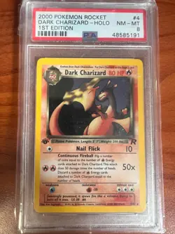 2000 POKEMON ROCKET 1ST EDITION #4 DARK CHARIZARD-HOLO PSA 8 - Image 1