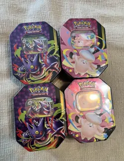 Pokemon TCG Mega Moonlit ex Tins Lot Of 4 2 Gengar 2 Clefable Factory Sealed New - Image 1