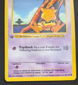 1st Edition Shadowless Abra 43/102 Base Set 1999 WotC Pokemon Vintage Card - Image 4