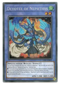 Devotee of Nephthys HISU-EN005 Secret Rare Yu-Gi-Oh Card 1st Edition New - Image 1