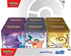 POKEMON TCG Q1 2024 STACKING TIN (1) WITH 3 PACKS & 2 STICKER SHEETS NEW SEALED - Image 1