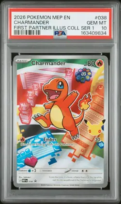 2026 Pokemon Black Star Promo #038 Charmander First Partner Series 1 PSA 10 - Image 1